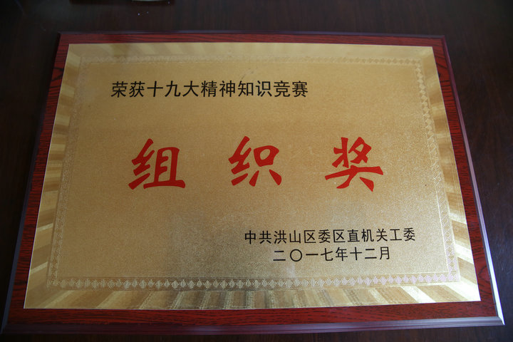12月20日上午，我院荣获中共洪山区委区直机关组织的党的十九大精神知识竞赛组织奖.JPG